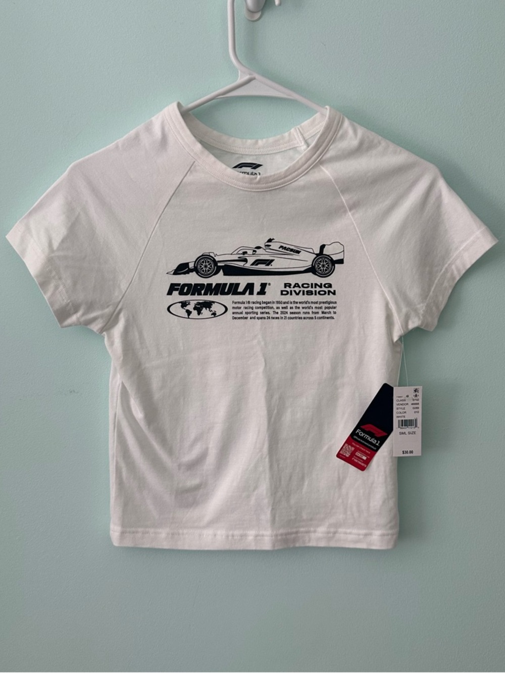 PacSun White Graphic Formula 1 Racing Tee